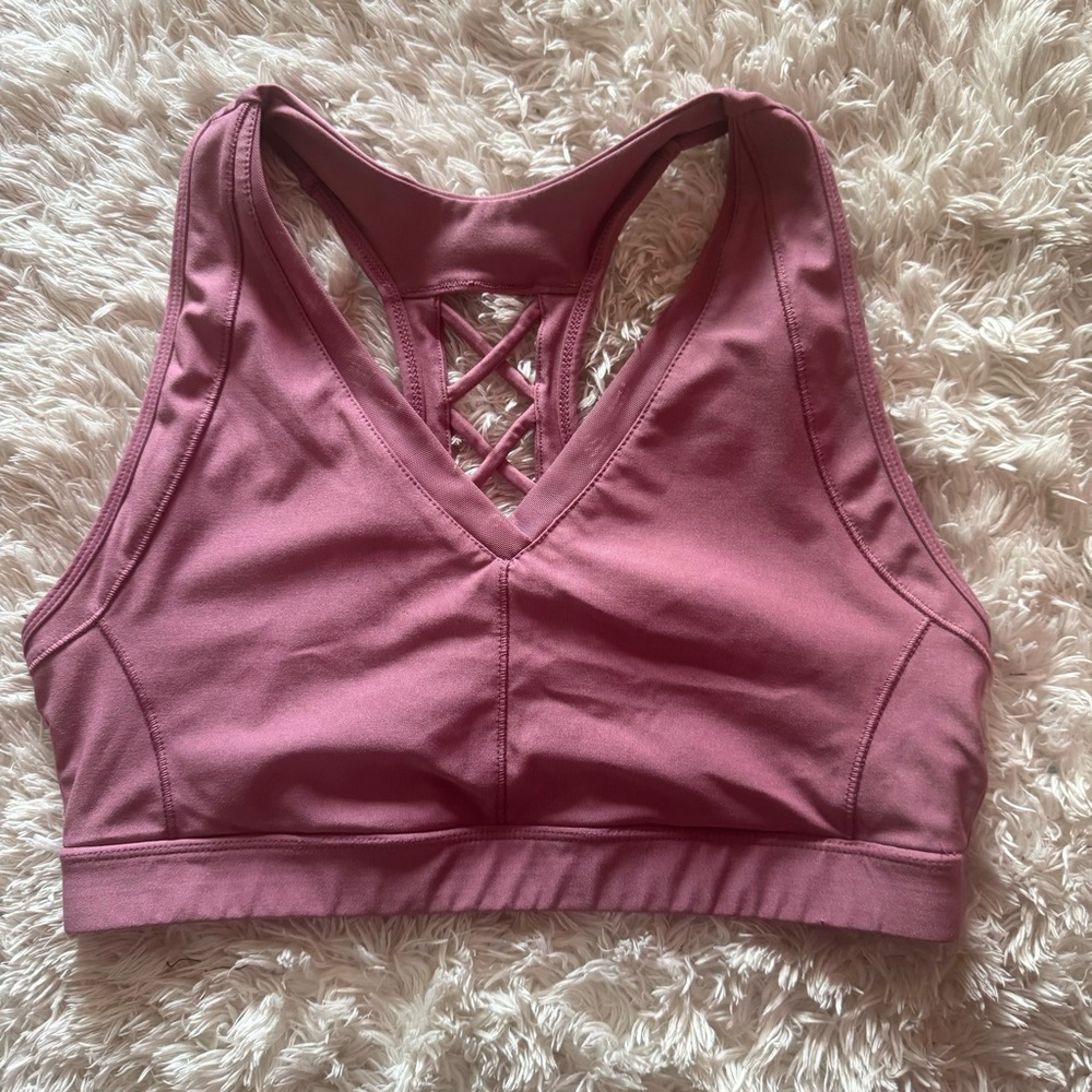 AVIA Light Burgundy Colored Criss-Cross Back Workout Sport Bra Top L/G (12-14)